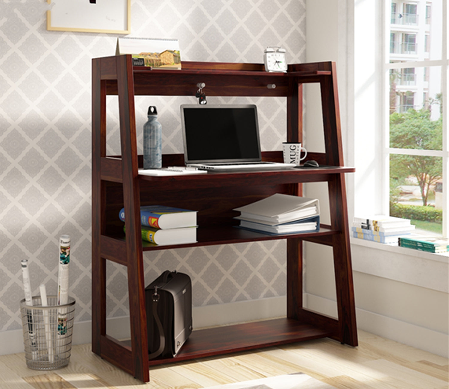 Stella Brown Winner Rigato Study Table in Walnut Finish