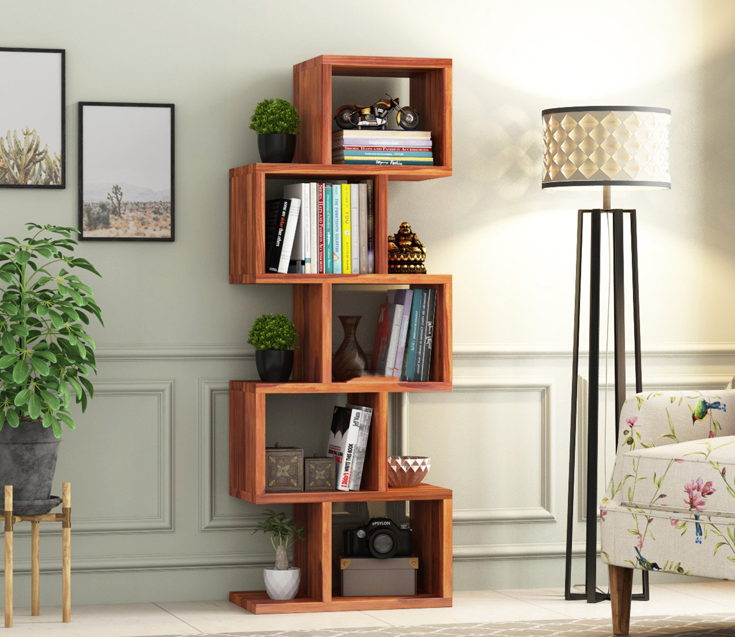 Cagney Sheesham Wood Ladder Book Shelf – Furniture Wallet