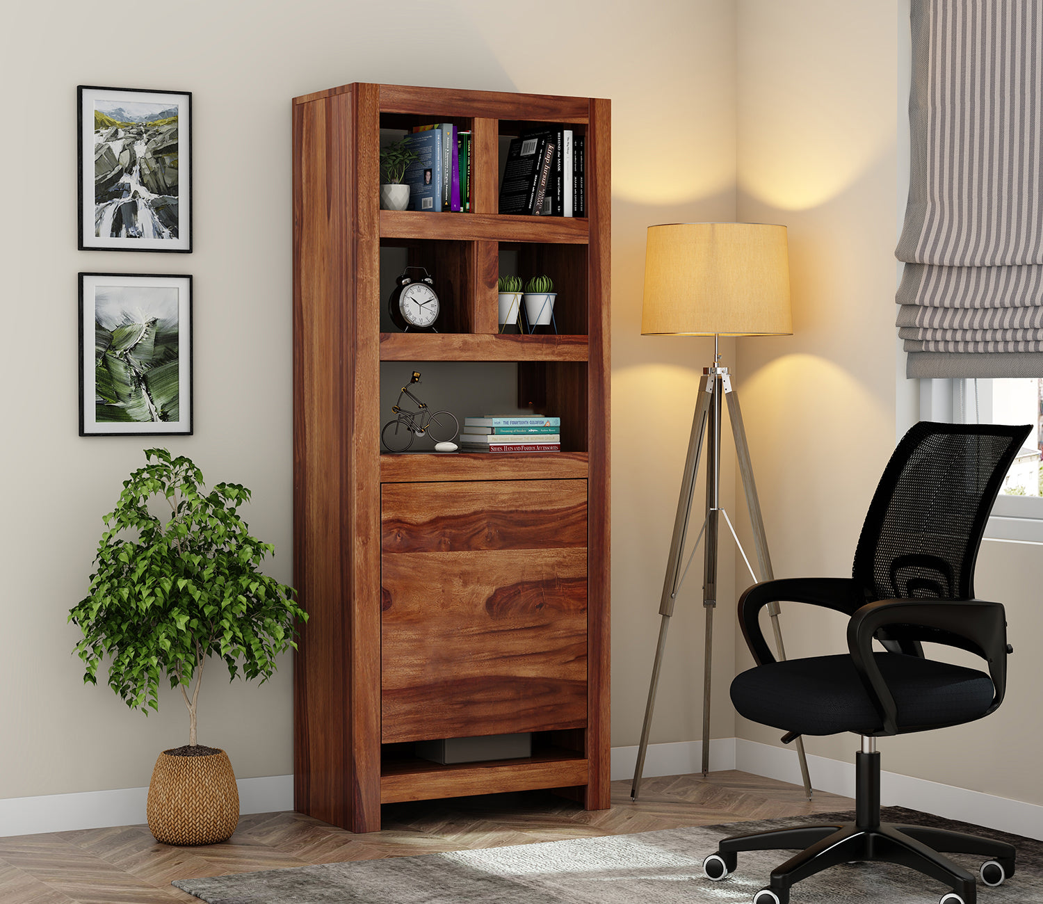 Sophia Study Table with Storage Cabinet and Shelves