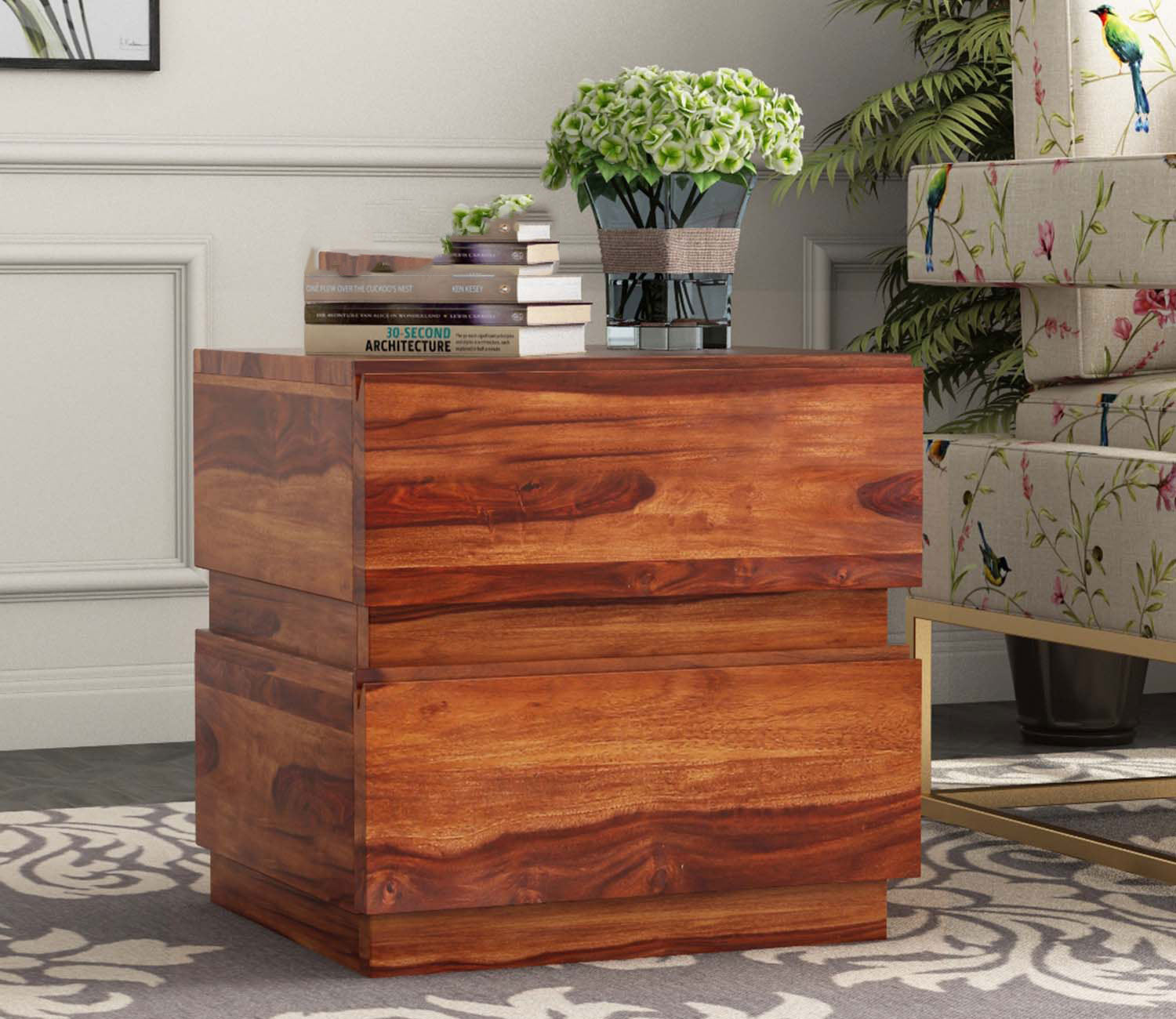 Cayden Sheesham Wood Chest of 2 Drawers