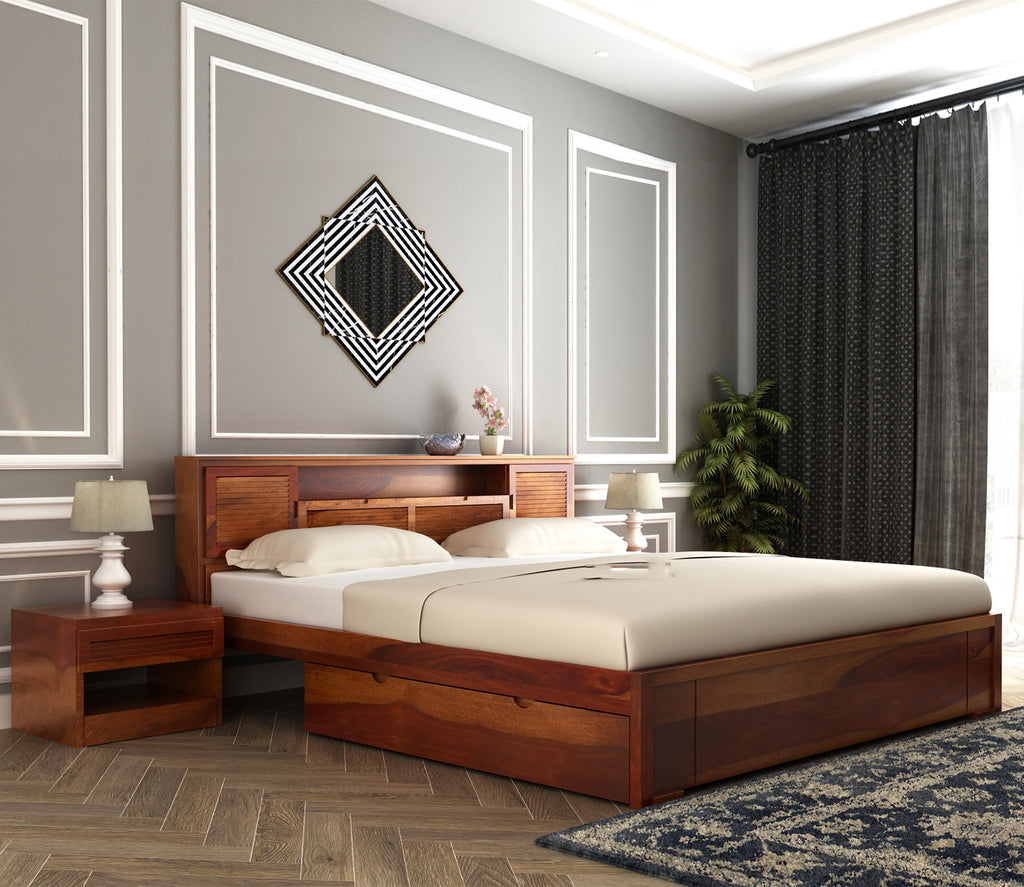 Atreus Sheesham Wood Bed With Storage Drawers
