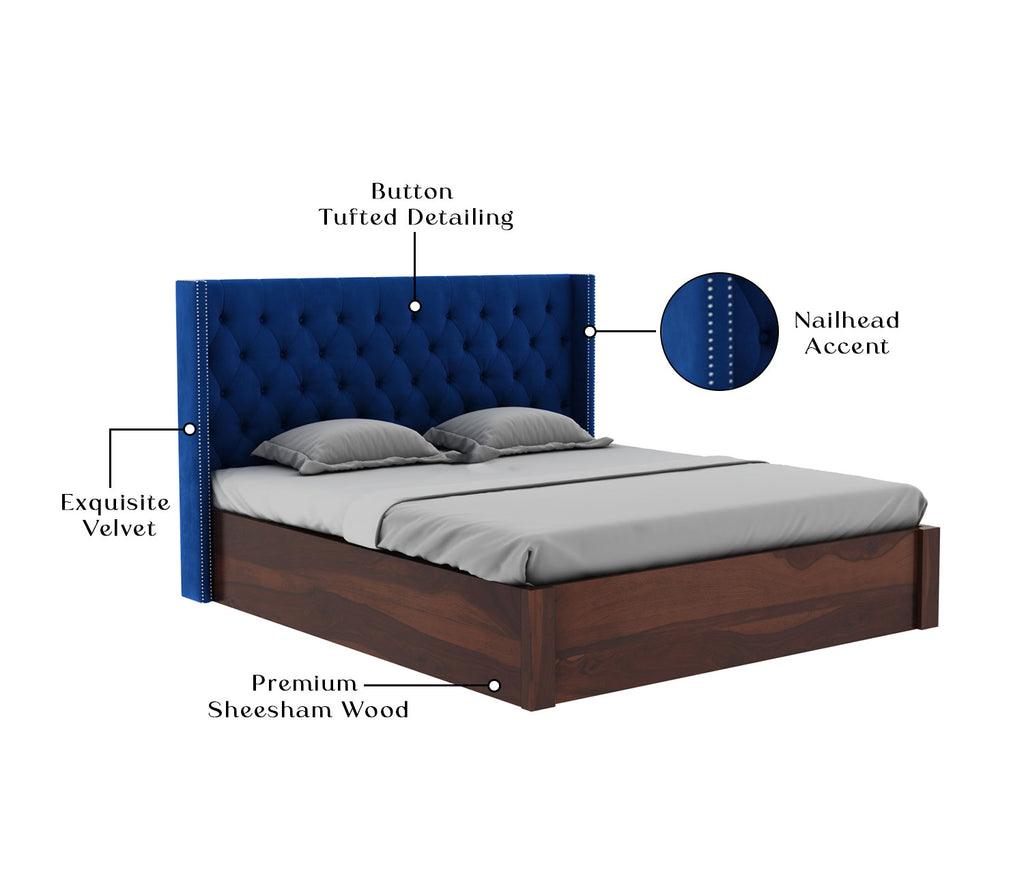 Forrest Sheesham Wood Upholstered Bed With Storage
