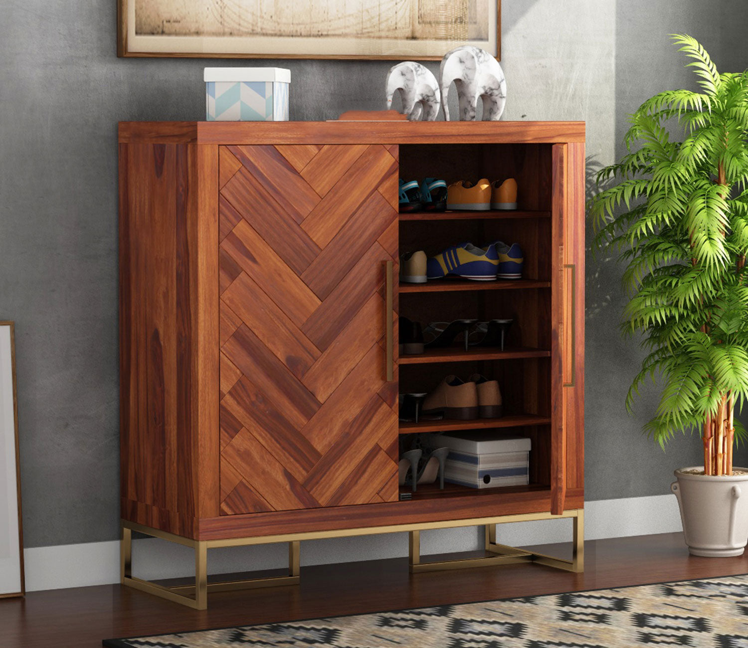 Remington Sheesham Wood Shoe Rack