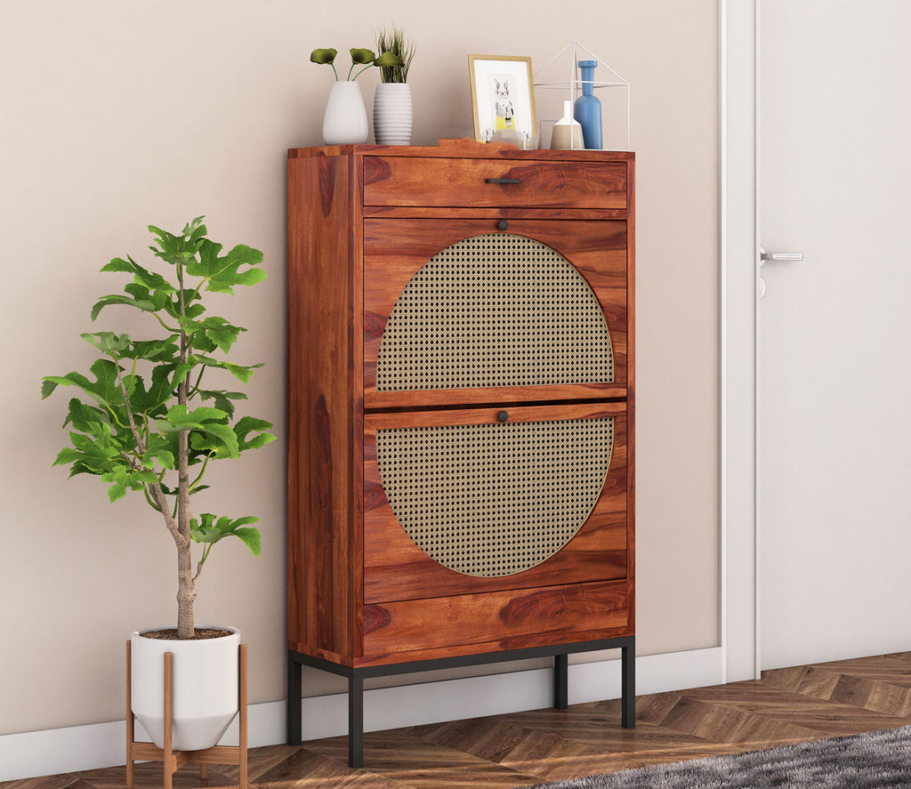 Jorge Sheesham Wood Cane Tilt Out Kids Shoe Rack