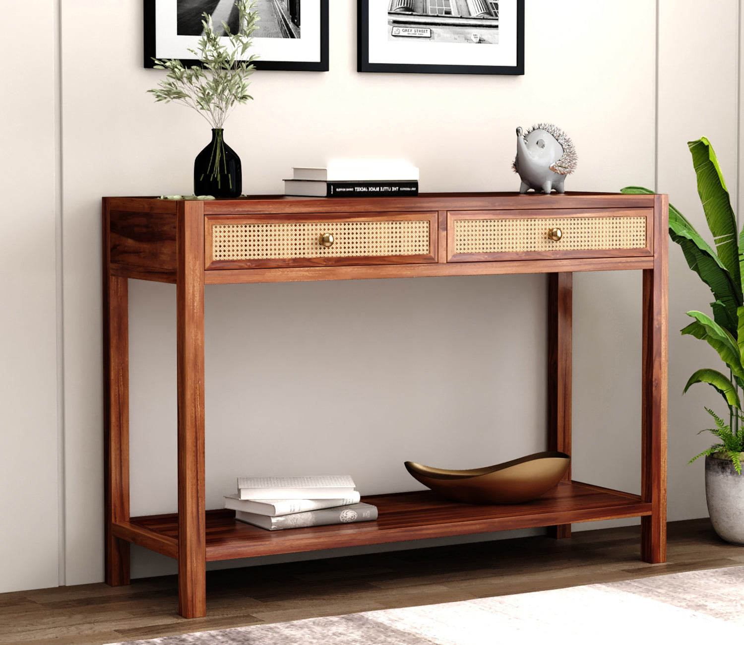 Victor Sheesham Wood 2 Drawer Storage Console Table