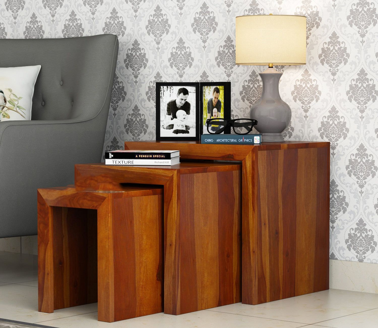 Axel Sheesham Wood Nest of Tables