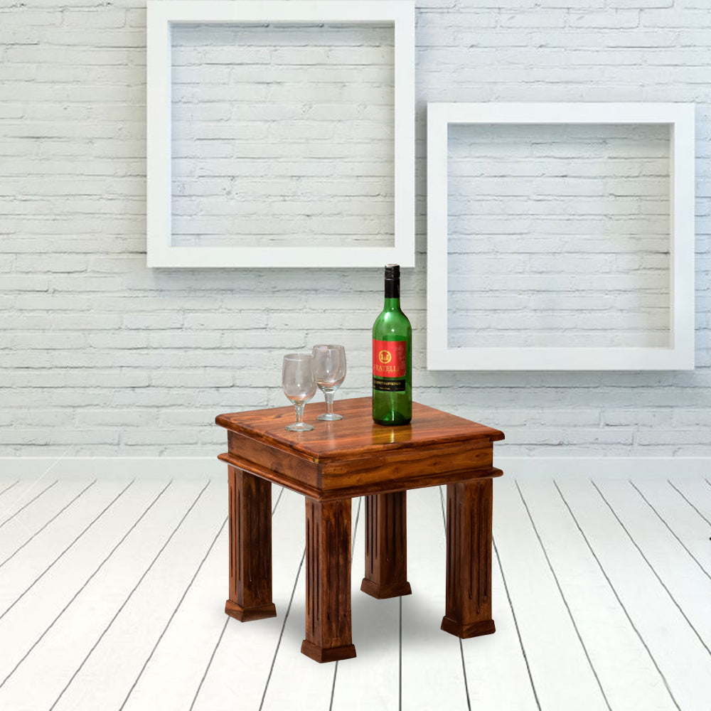 Ensley Solid Sheesham Wood Peg Side Table