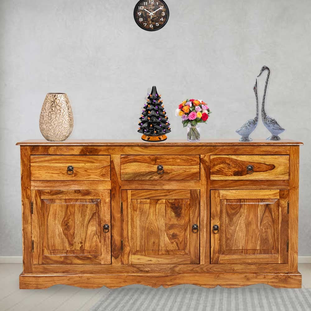 Arabella Wood Sheehsam Siramika Sideboard Three Drawers