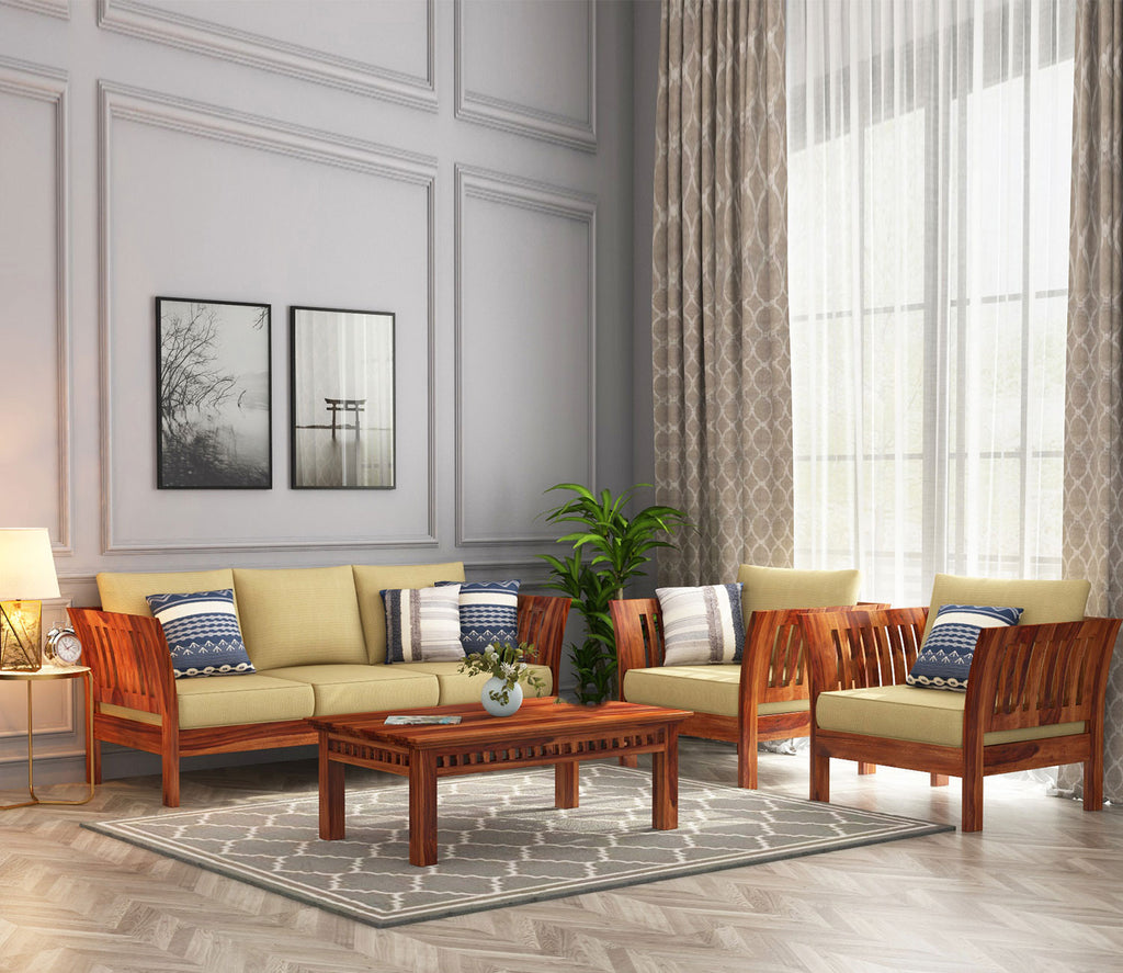 Brad Wooden Sofa Set with Washable Zipper Cover