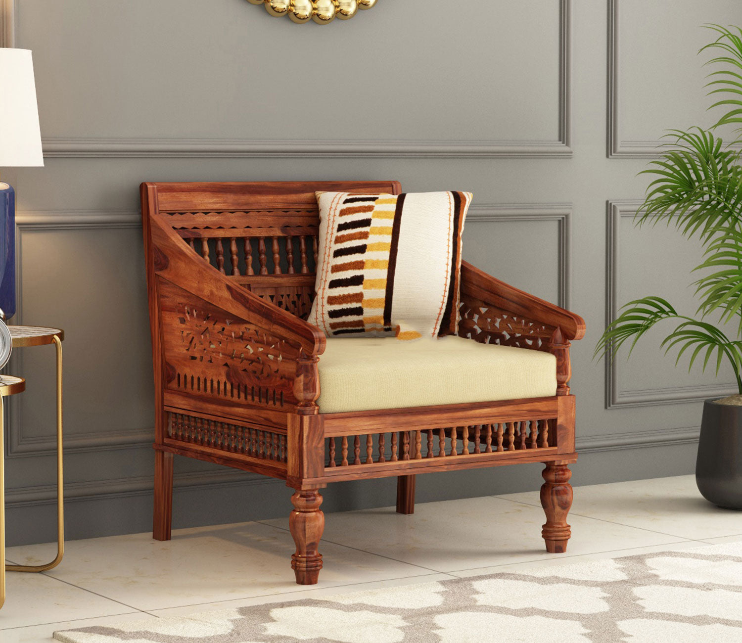 Jimmie Wooden 5 Seater Sofa Set