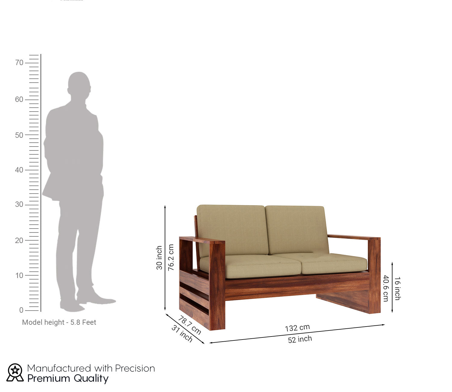 Leroy 5 Seater Wooden Sofa Set with Side Storage