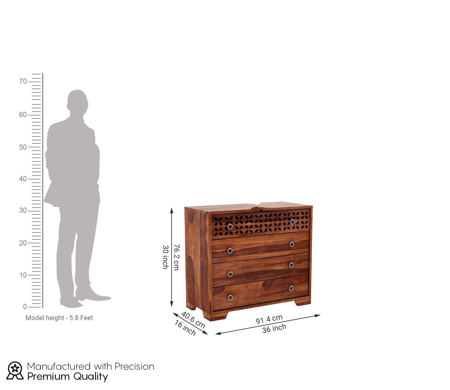 Damien 4-Drawer Wooden Chest Of Drawers