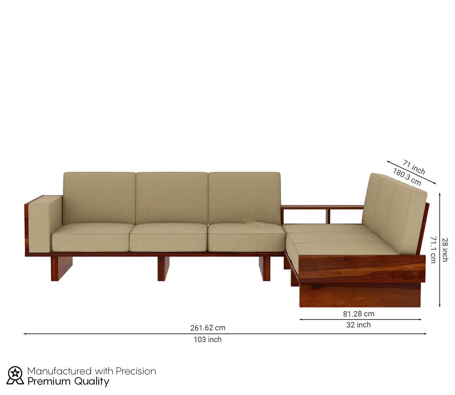 Vera 6 Seater L Shape Corner Sofa Set with Washable Zipper Cover
