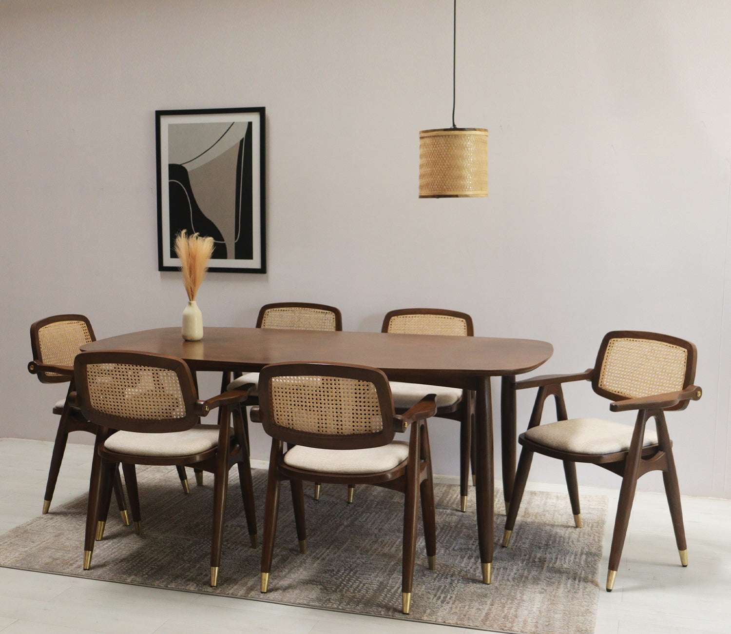 Chinchilla Teak Wood 6 seater Dining Table Set