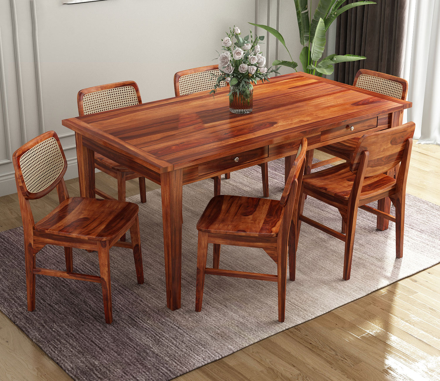 Mcbeth - Trois 6 Seater without Cushion Dining Set