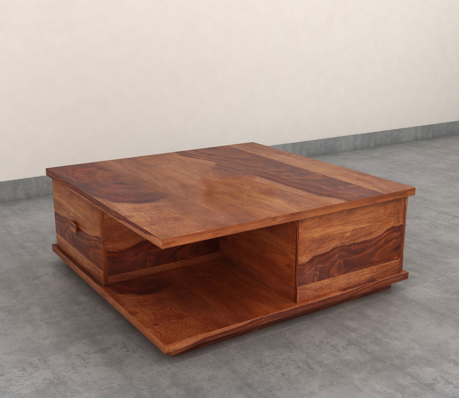Ariana Sheesham Wood Coffee Table with Drawers & Open Storage