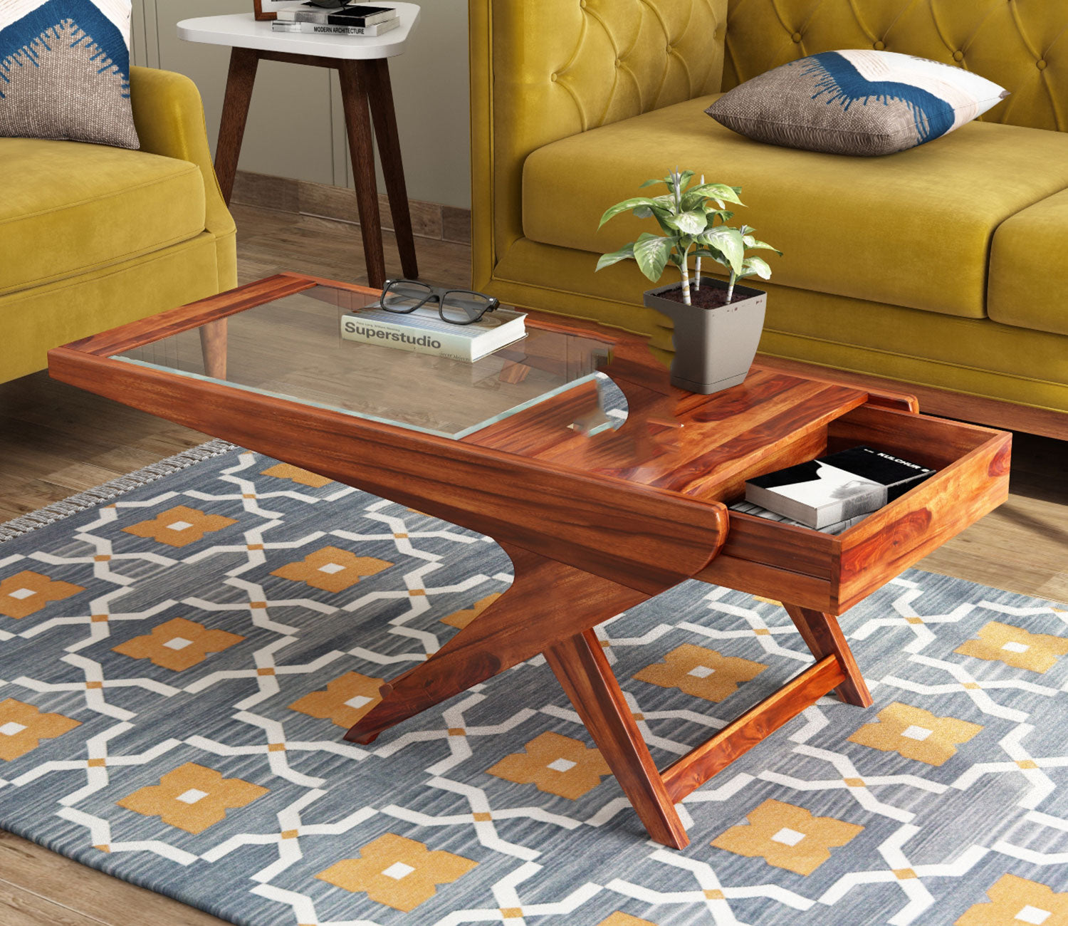 Natalia Glass Top Coffee Table