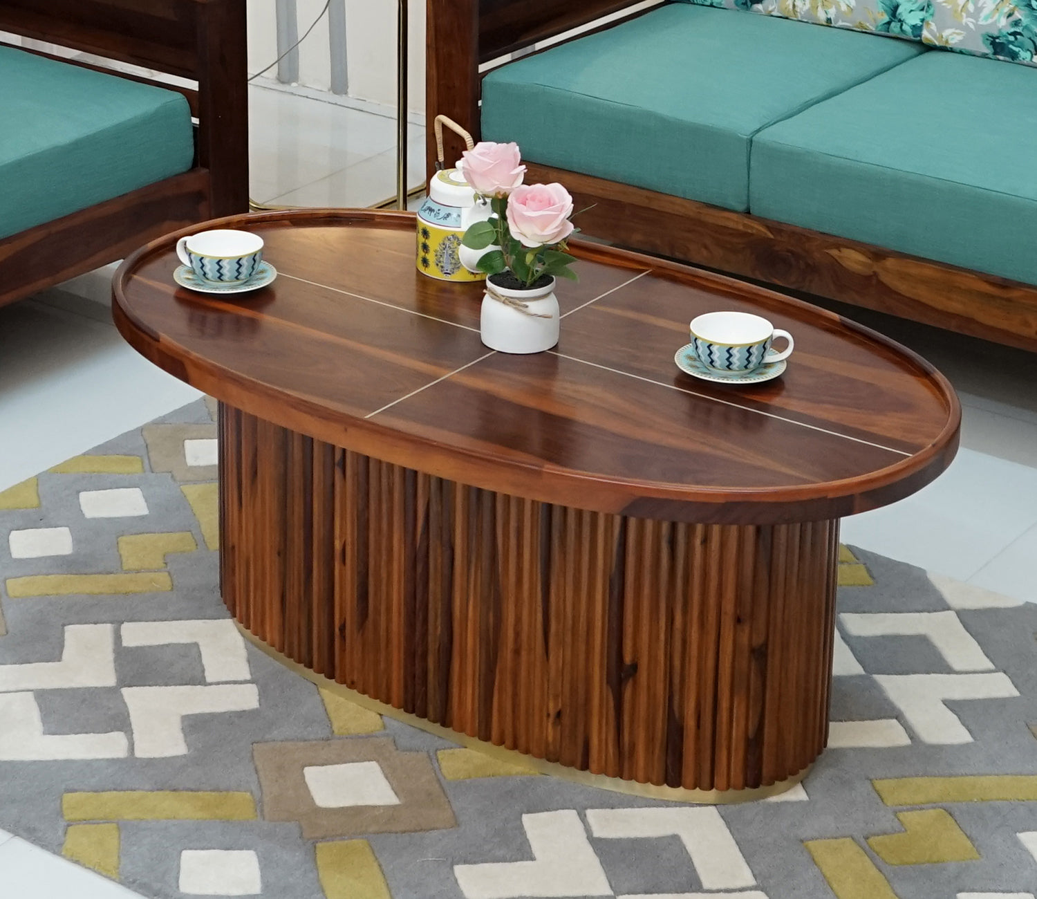 Maeve Sheesham Wood with Brass Coffee Table