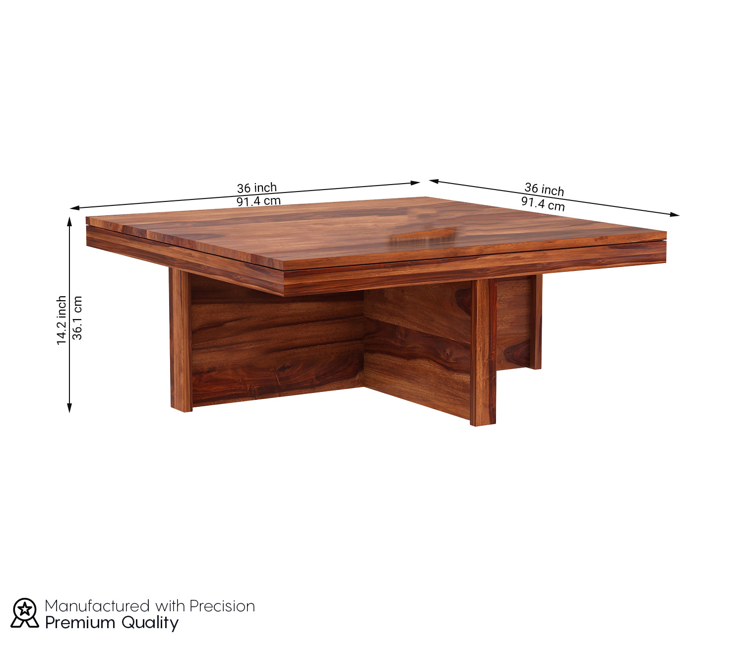 Kinsley Sheesham Wood Coffee Table with Four Cushioned Stools