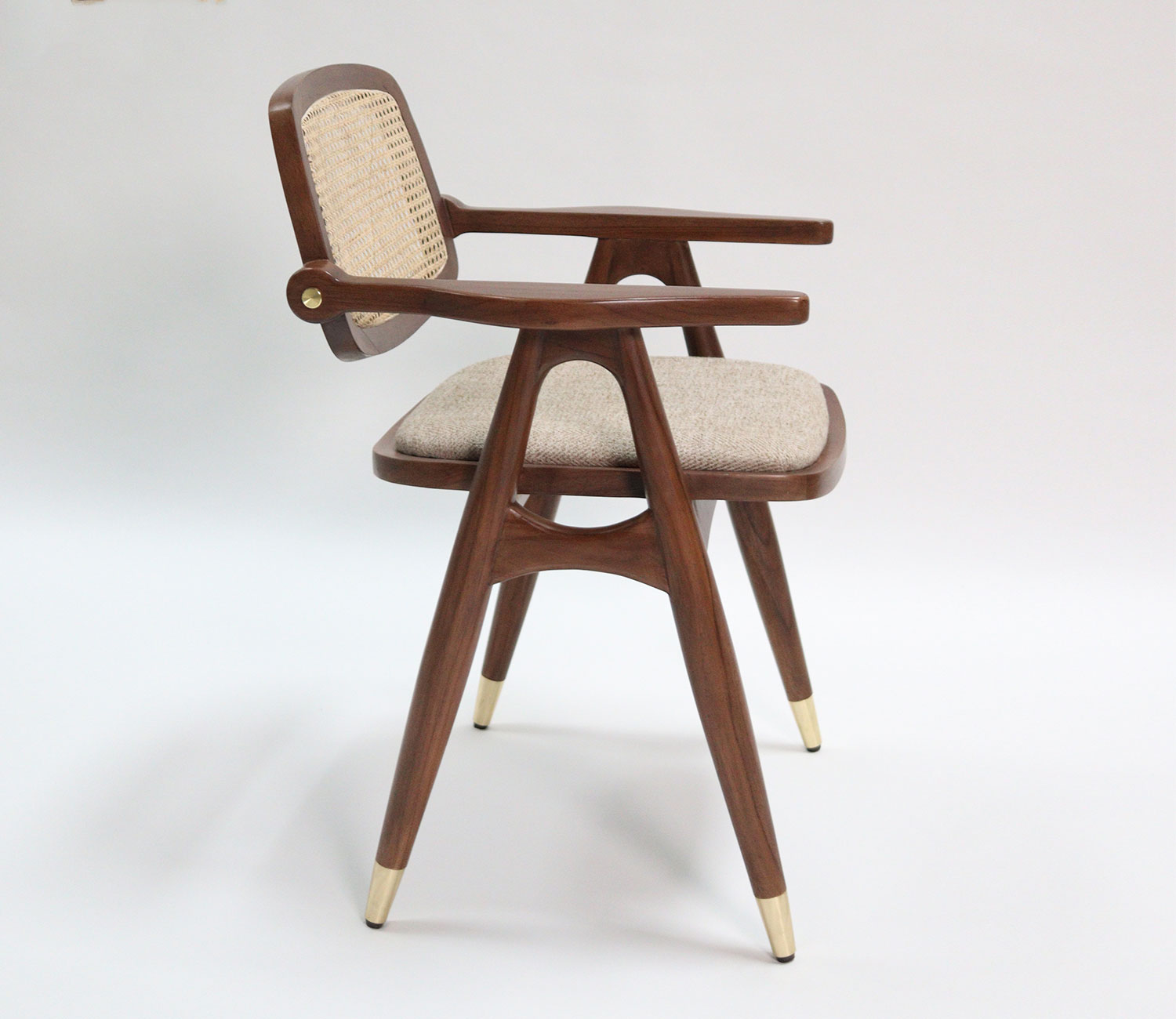 Samantha Teak Wood Arm Chair with Cane - Set of 2