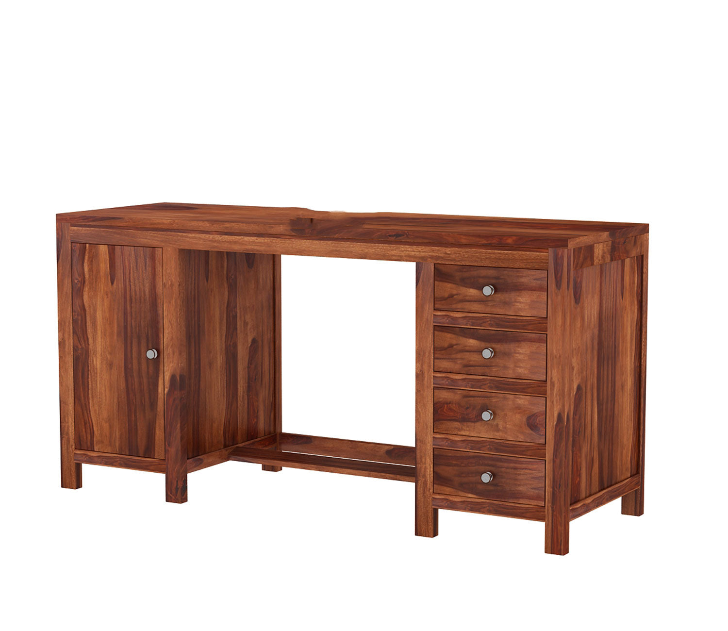 Ivy Sheesham Wood Study Table with Four Drawers & Cabinet