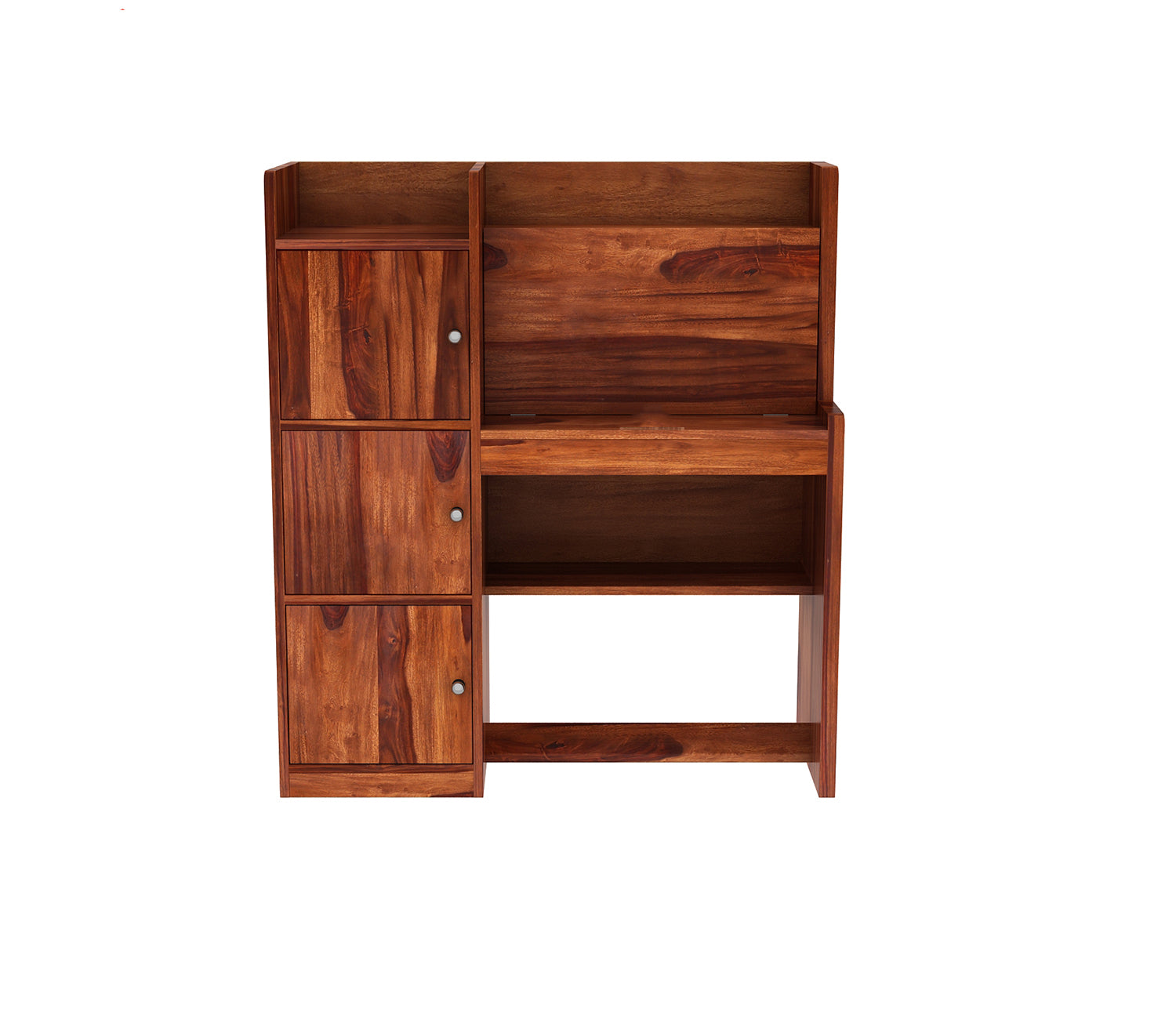 Avery Sheesham Wood Study Table with Three Cabinets & Open Shelves