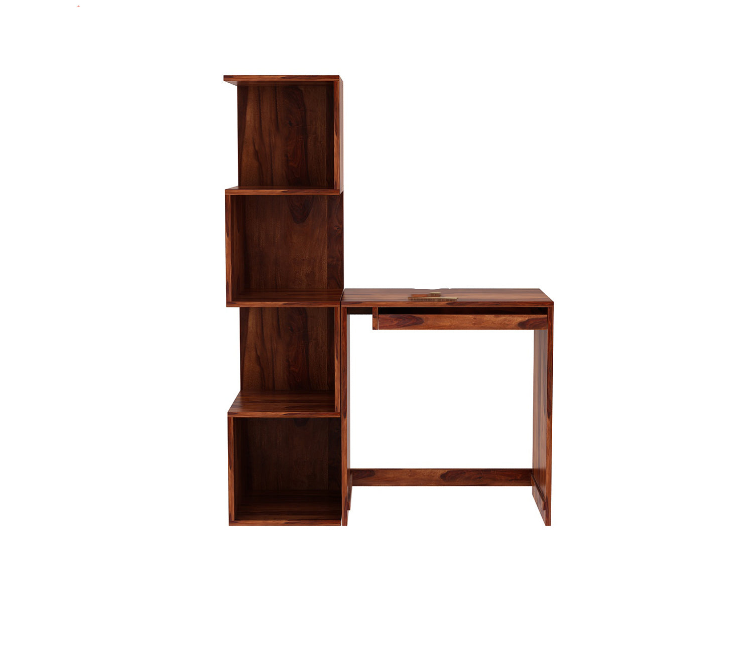 Hannah Sheesham Wood Study Table with Keyboard Tray & Bookshelf