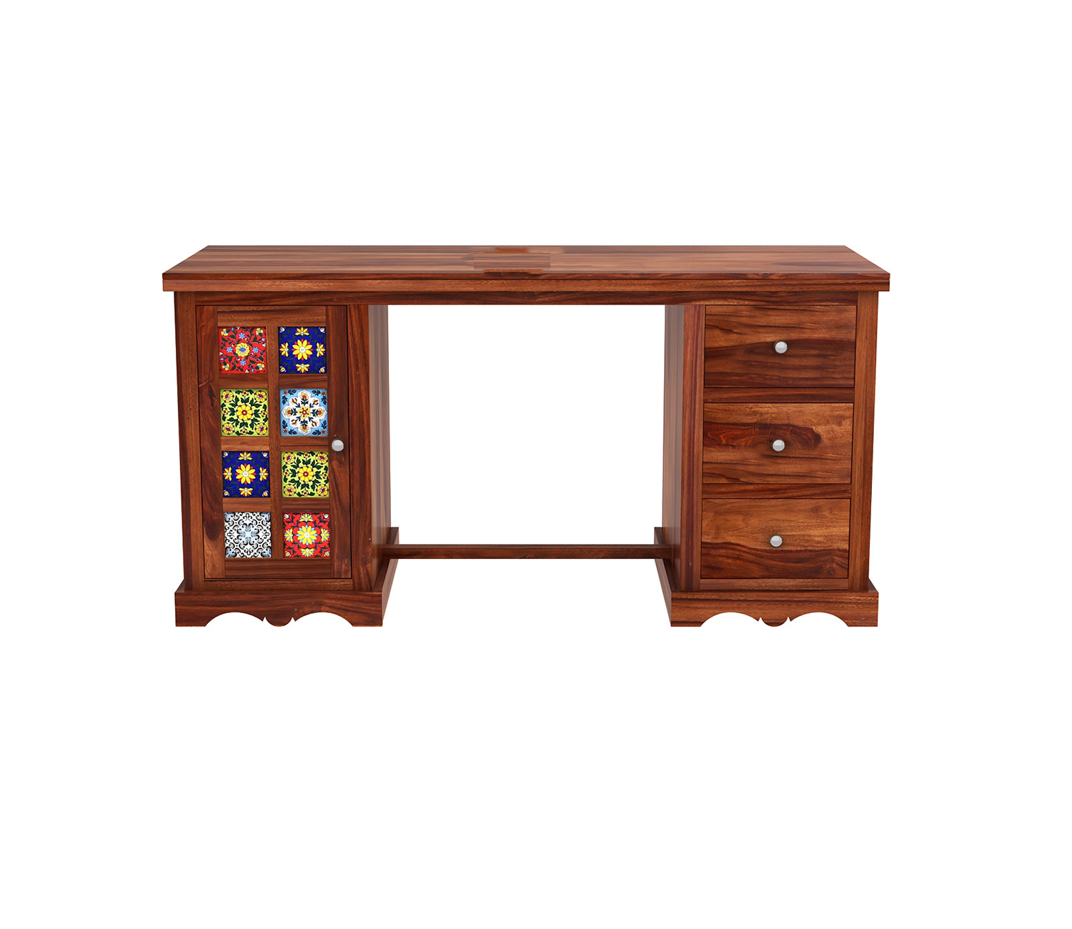 Scarlett Sheesham Wood Study Table with Three Drawers and Cabinet