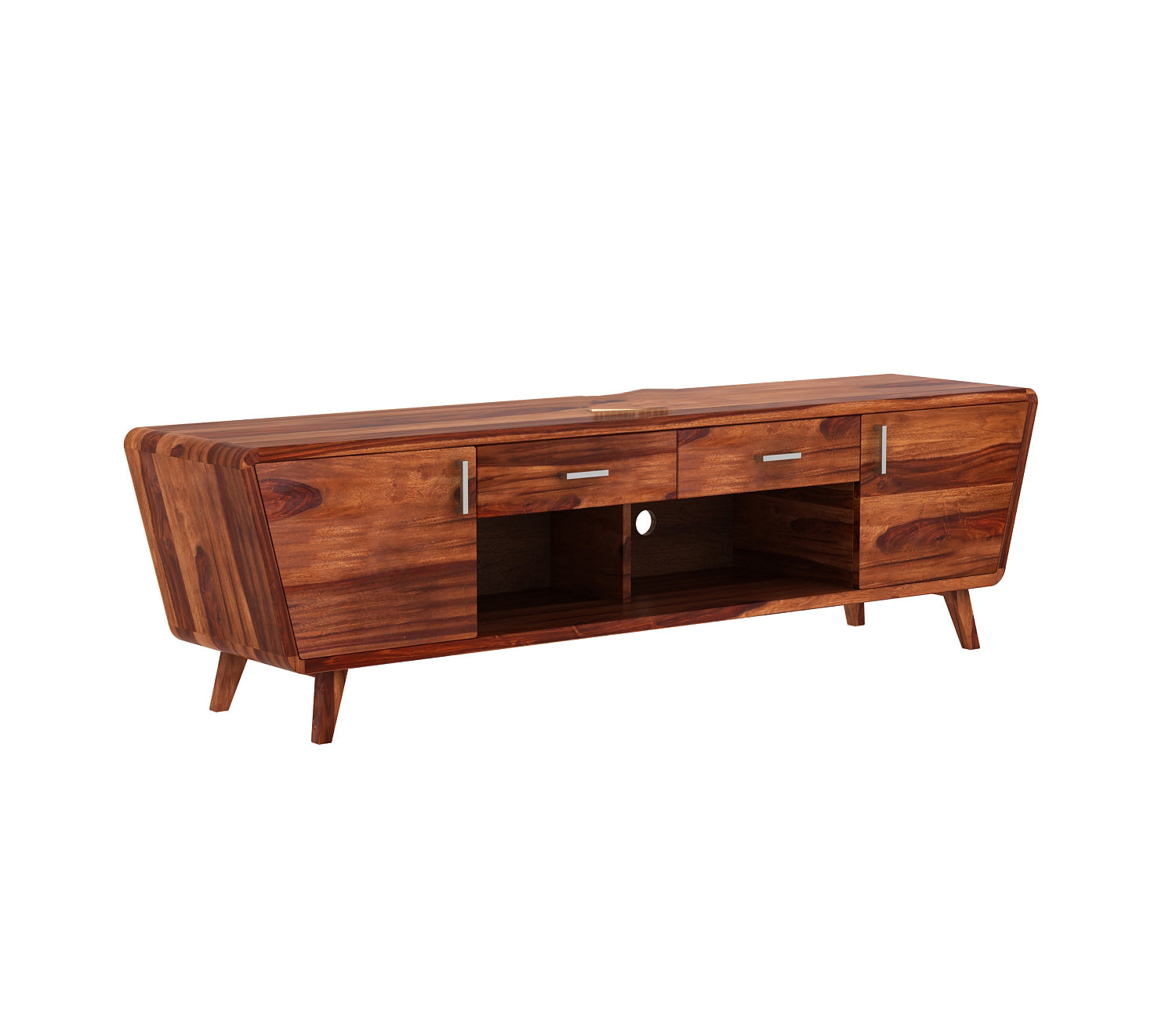 Ariel Sheesham Wood Tv Unit with Cupboards Drawers and Shelve Storage