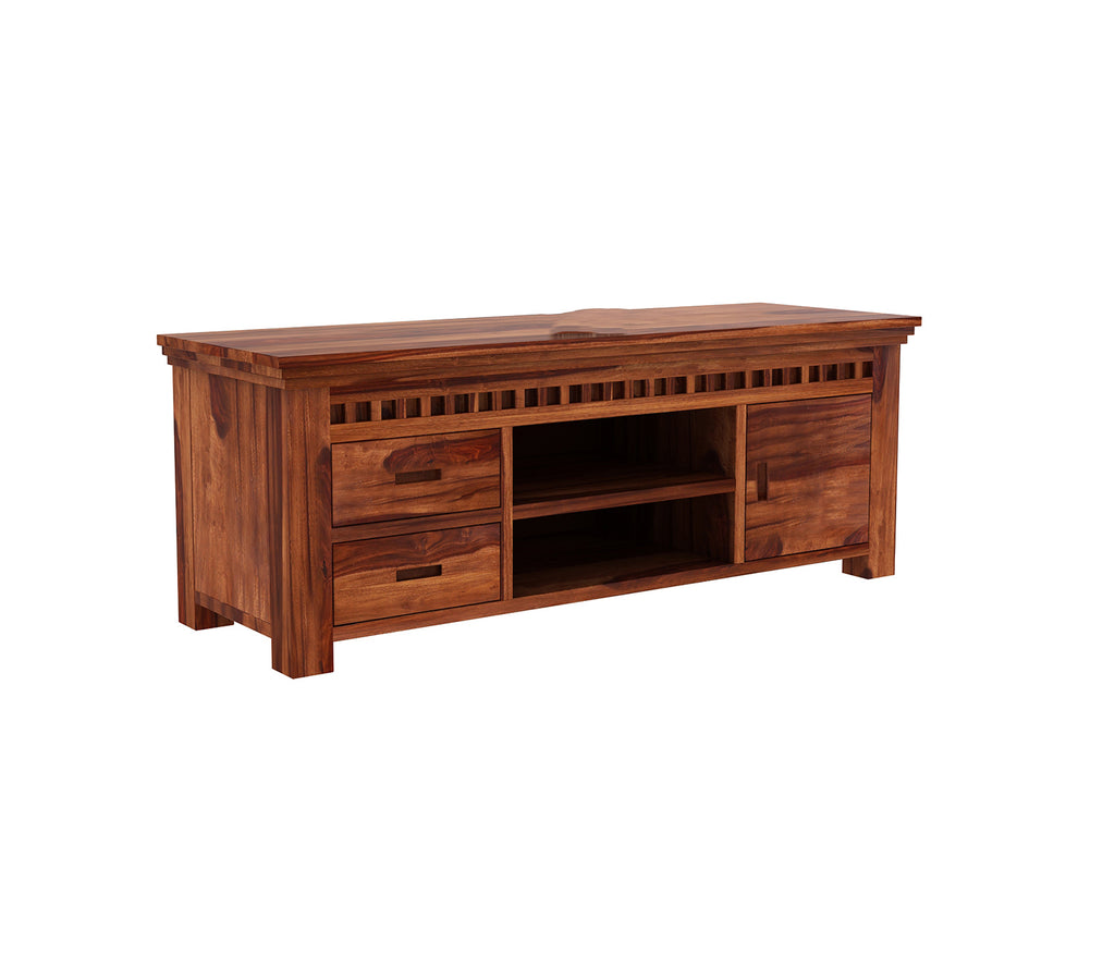 Kaison Sheesham Wood Tv Unit with Open & Close Storage