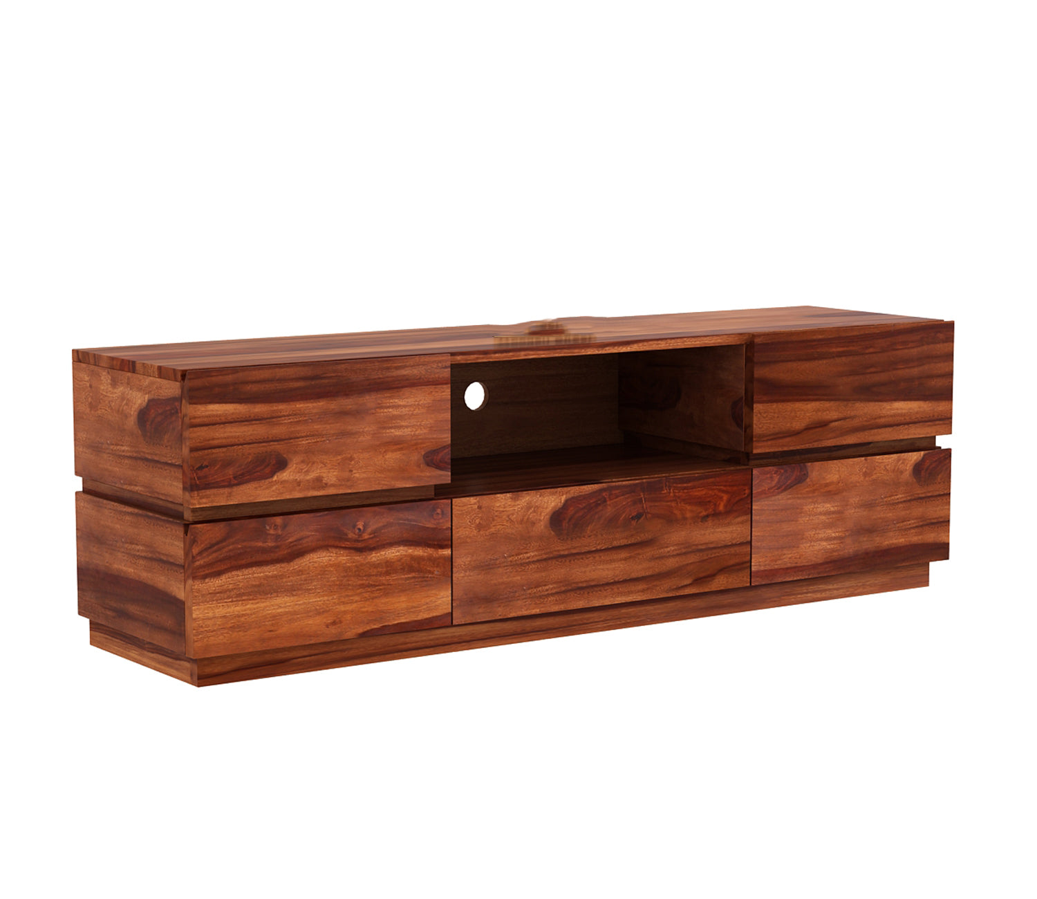 Lucca Sheesham Wood Tv Unit with Five Pull Out Drawers