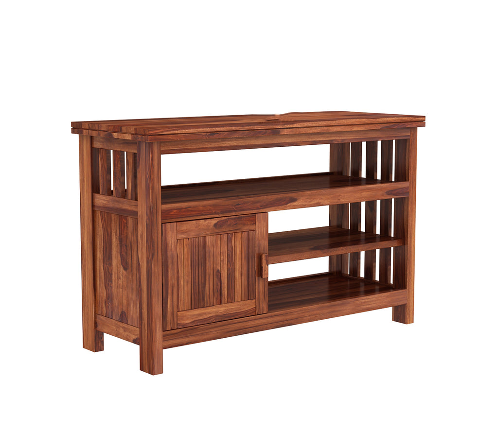 Lionel Sheesham Wood Tv Unit with Cabinet & Shelves