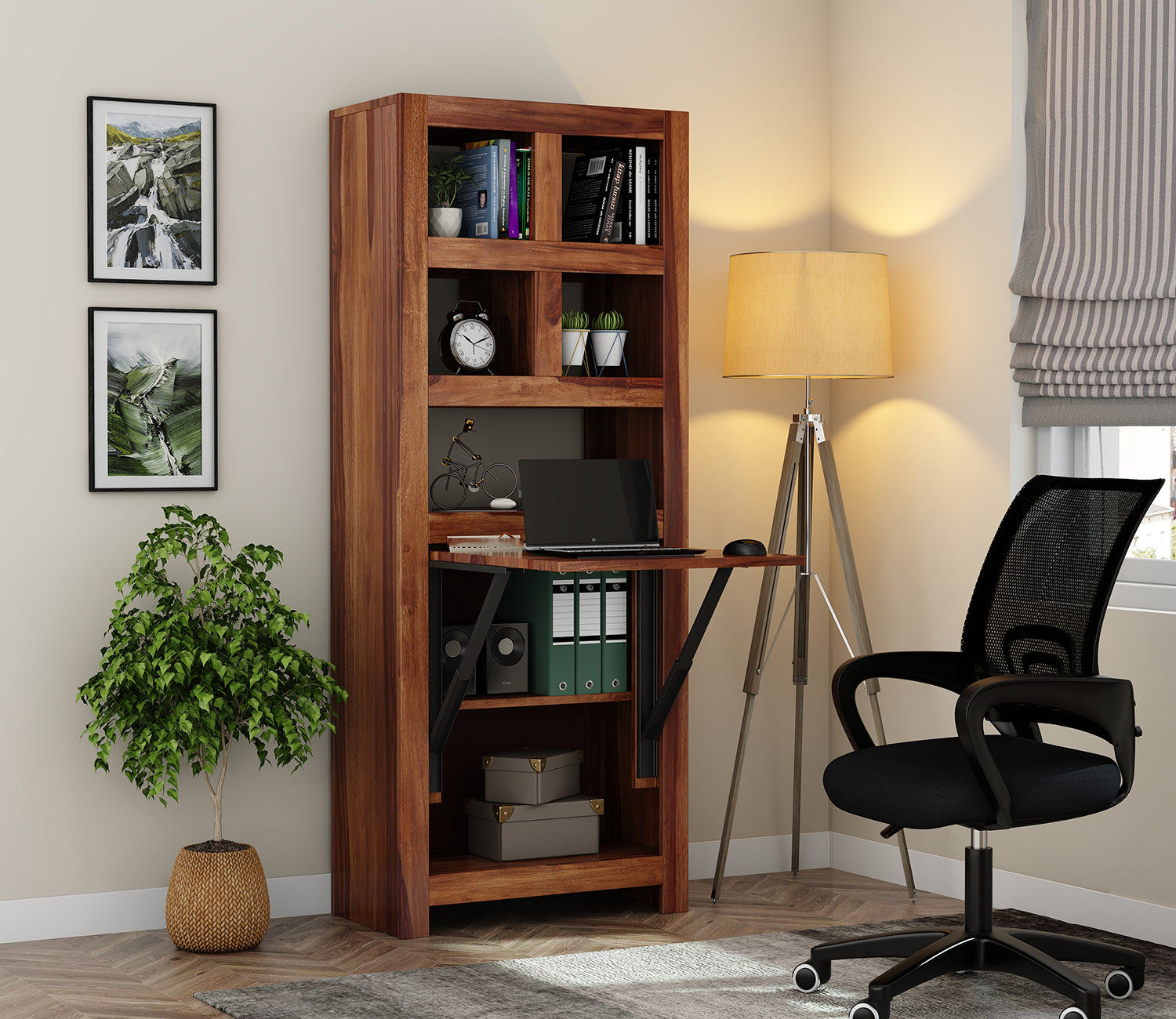 Sophia Study Table with Storage Cabinet and Shelves
