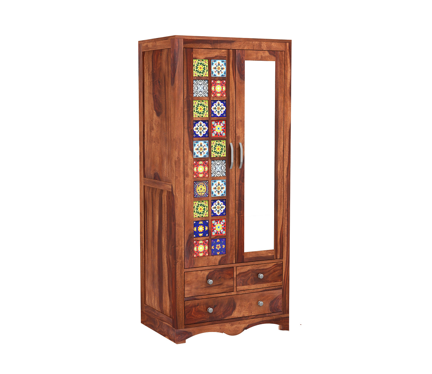 Jaziel 2 Door Multi Utility Wardrobe with Mirror