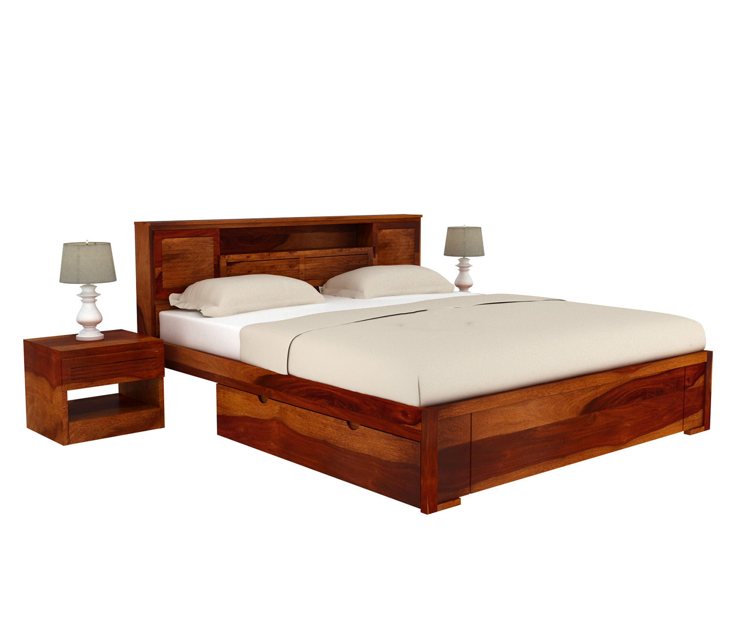 Atreus Sheesham Wood Bed With Storage Drawers