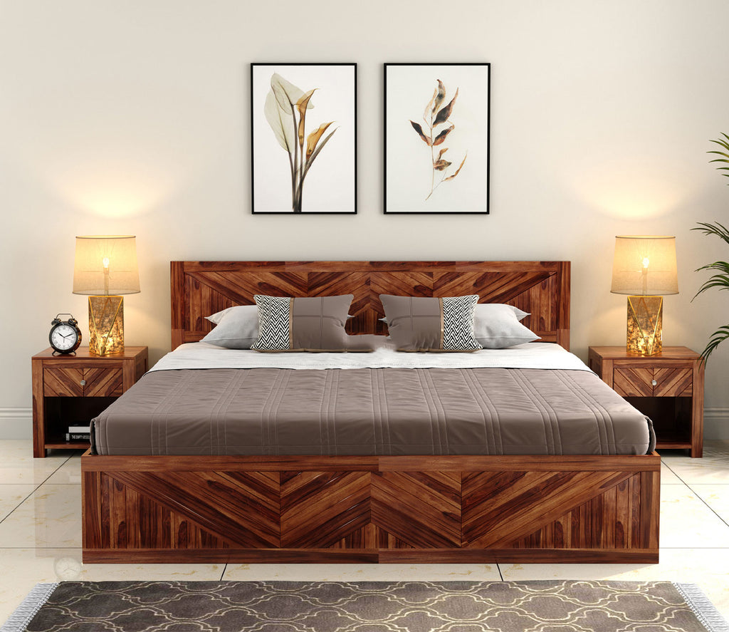 Tanner Sheesham Wood Bed With Box Storage