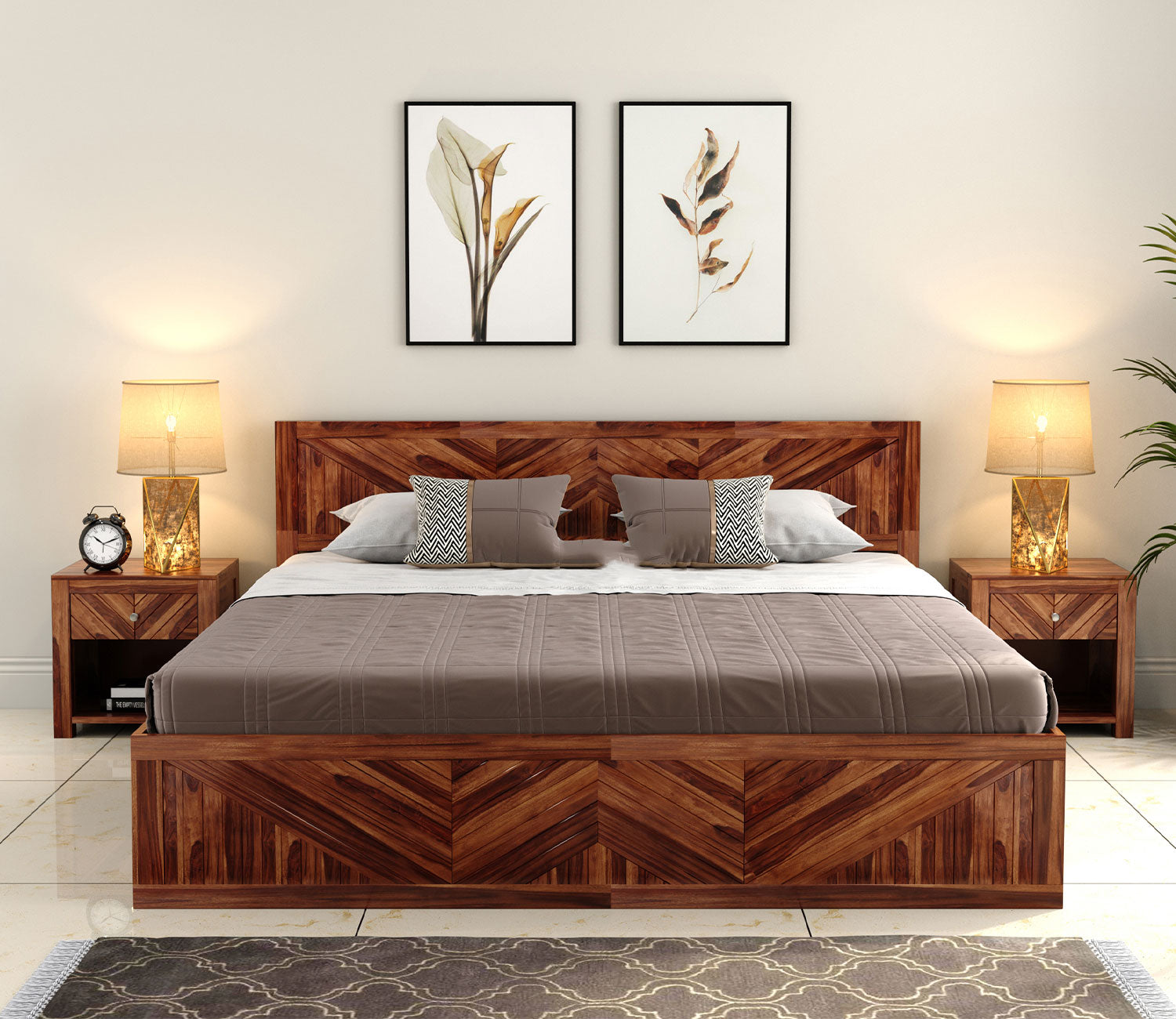 Tanner Sheesham Wood Bed With Box Storage