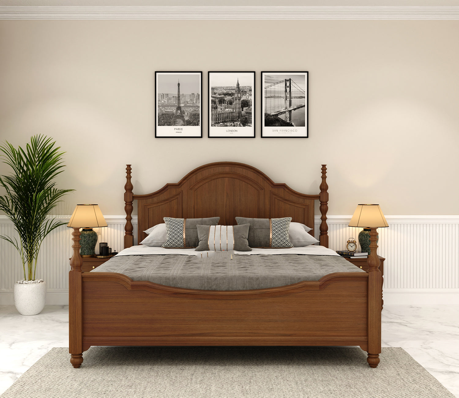 Wilder Ash Wood Poster Bed Without Storage