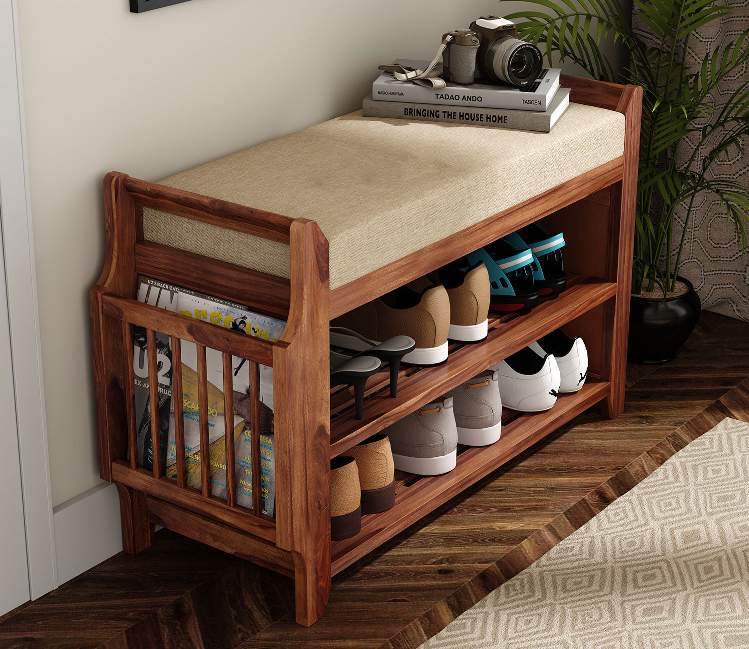 Jax Shoe Rack with Seat and Shelves
