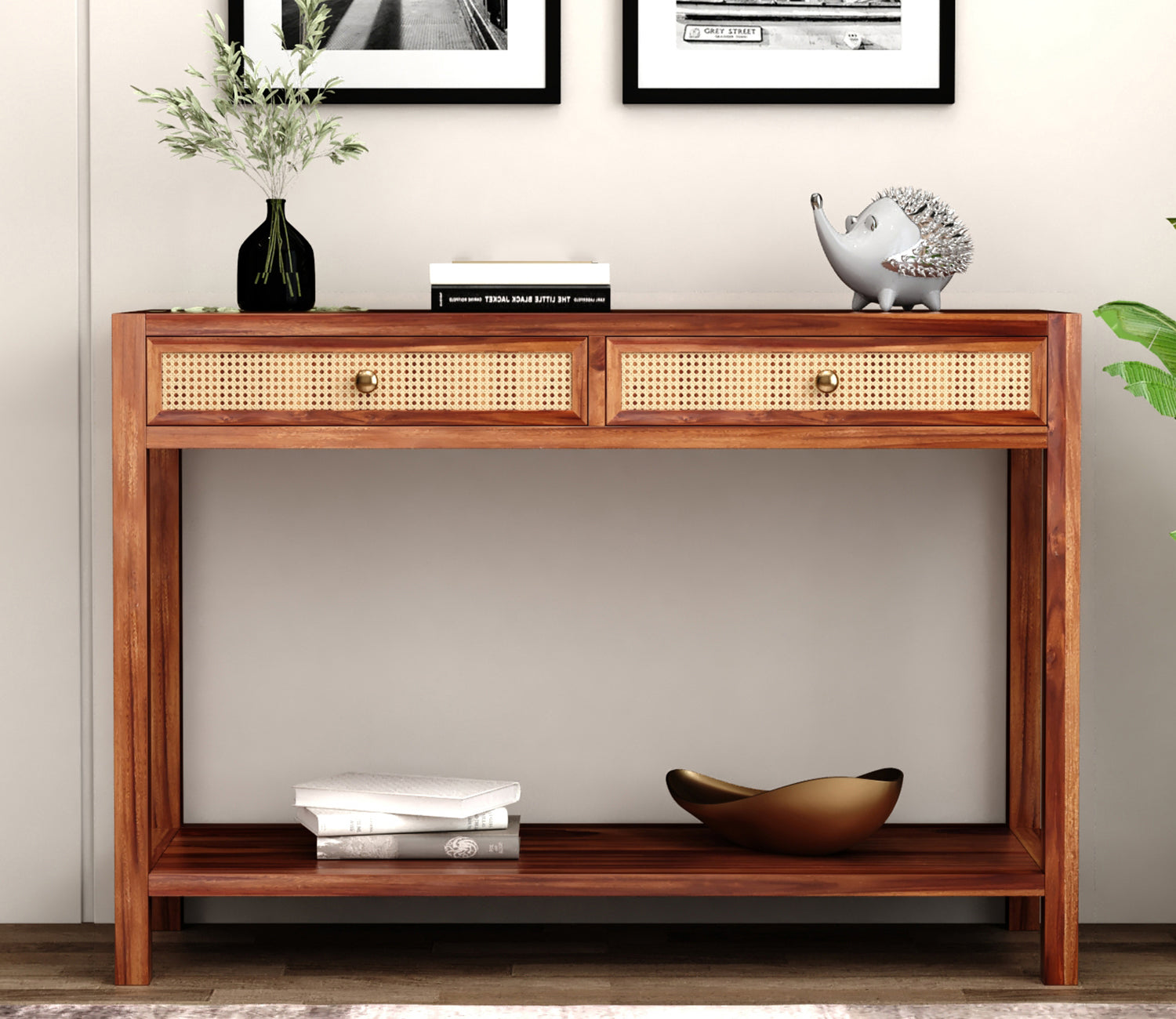 Victor Sheesham Wood 2 Drawer Storage Console Table