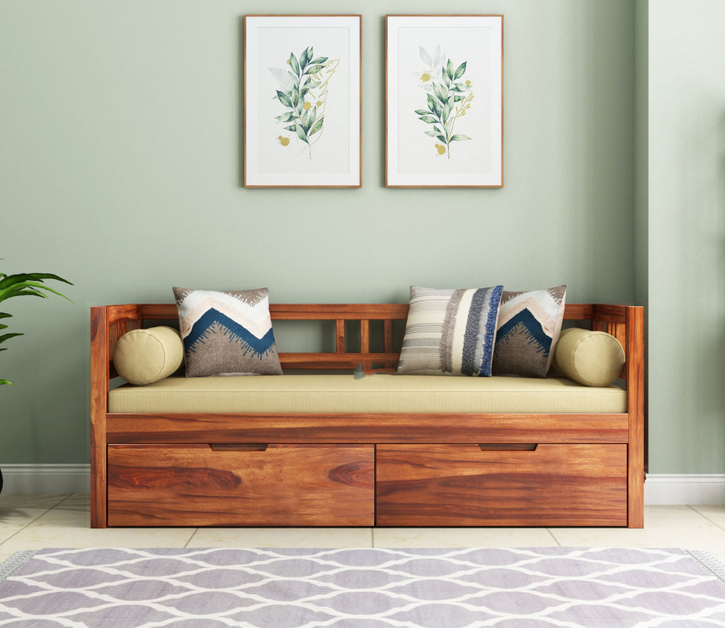 Ashton Sheesham Wood Sofa Cum Divan with Mattress