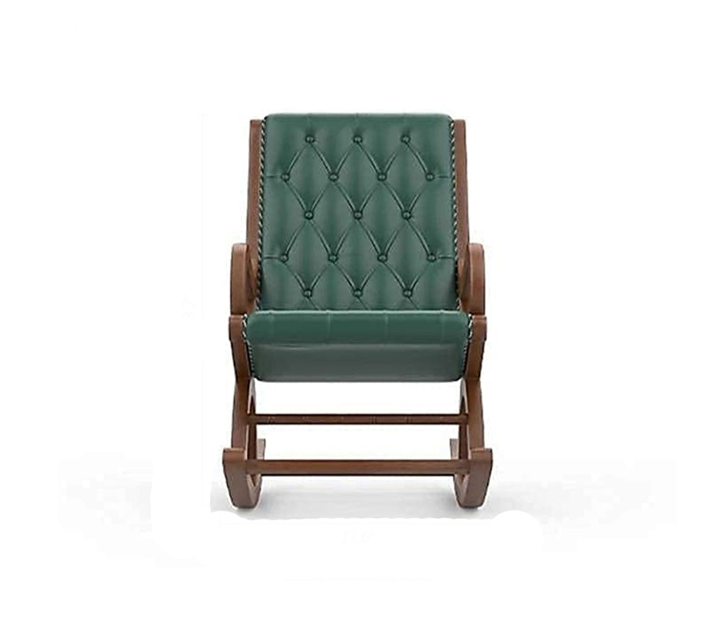 Amari Comfort Cushioned Leatherite Back With Seat Teak Wood Rocking Chair