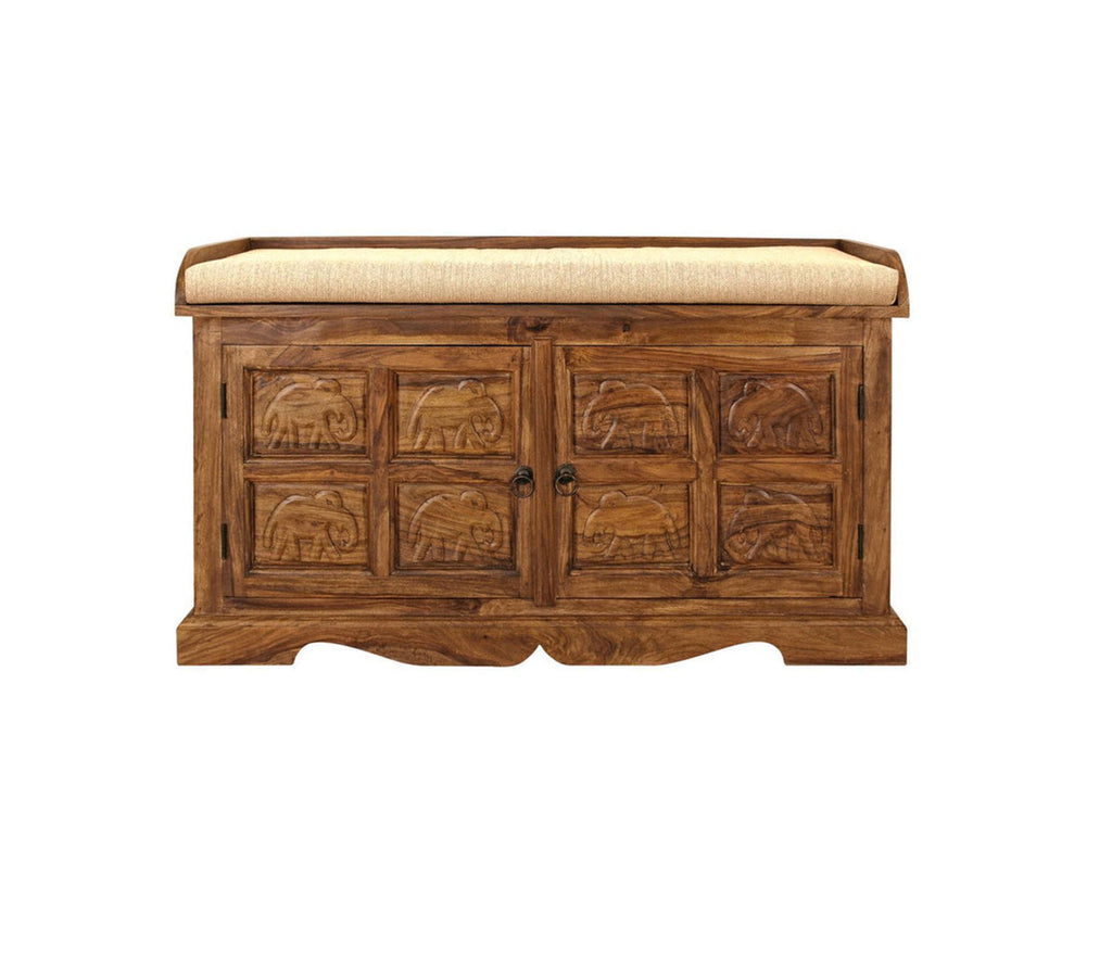 Elliot Solid Wood Carved Bench