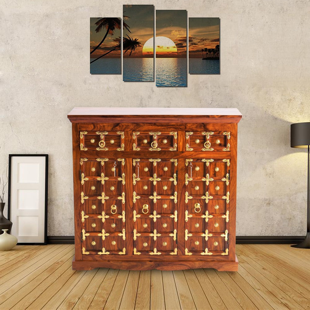 Freyja Sheesham Wood Brass Sideboard