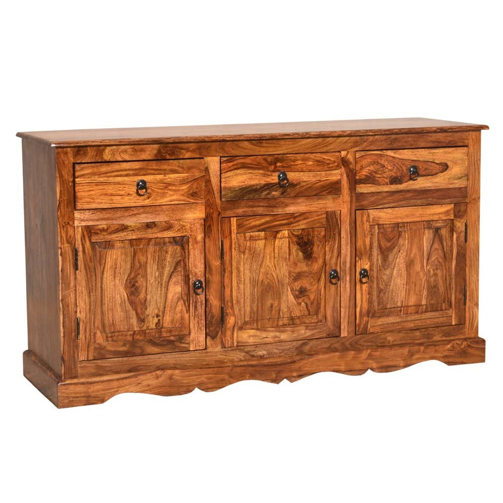 Arabella Wood Sheehsam Siramika Sideboard Three Drawers