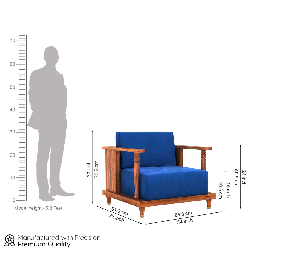 Milton Wooden 5 Seater Sofa Set
