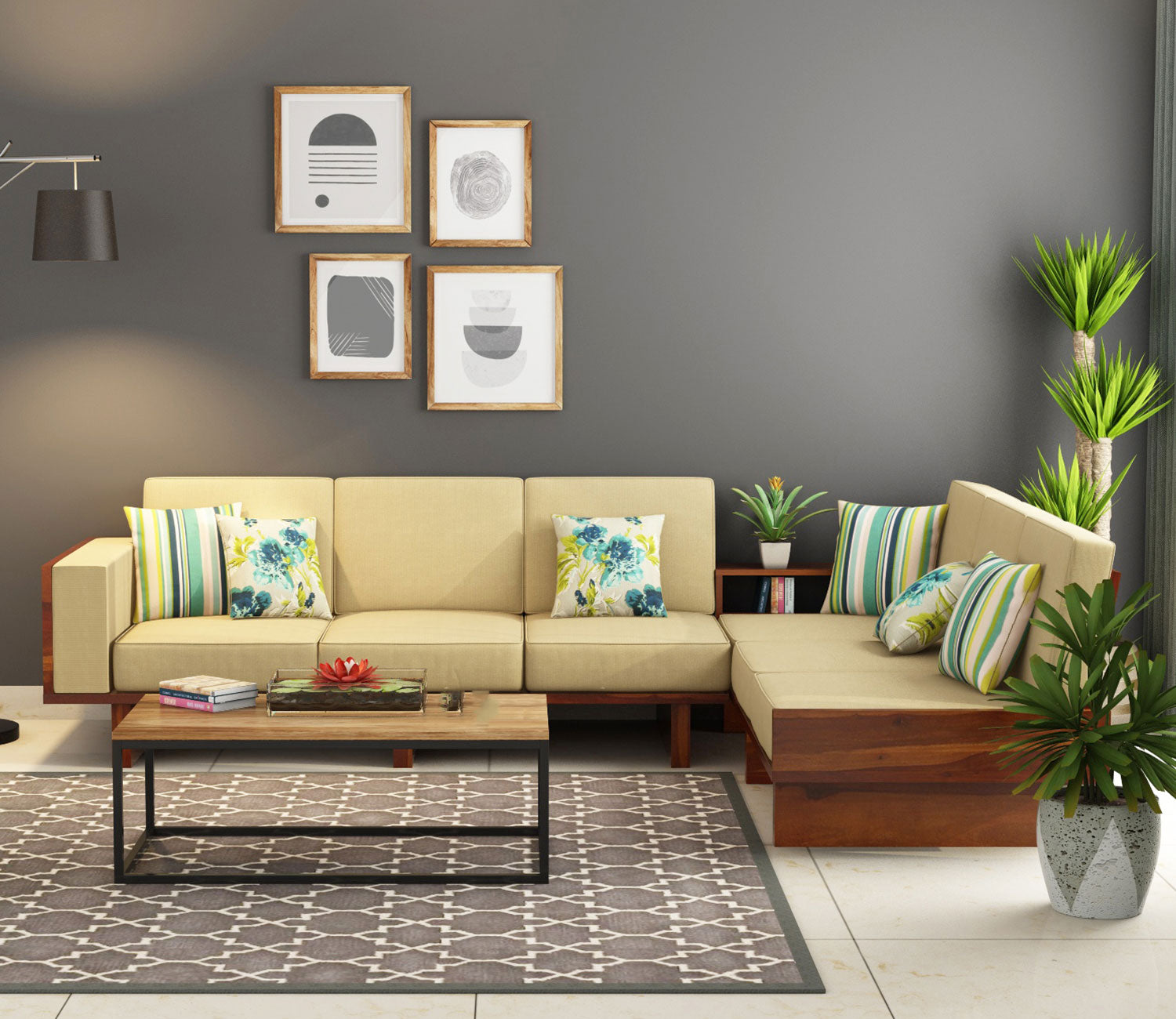 Vera 6 Seater L Shape Corner Sofa Set with Washable Zipper Cover