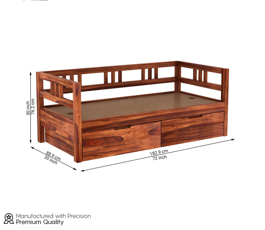 Ashton Sheesham Wood Sofa Cum Divan with Mattress