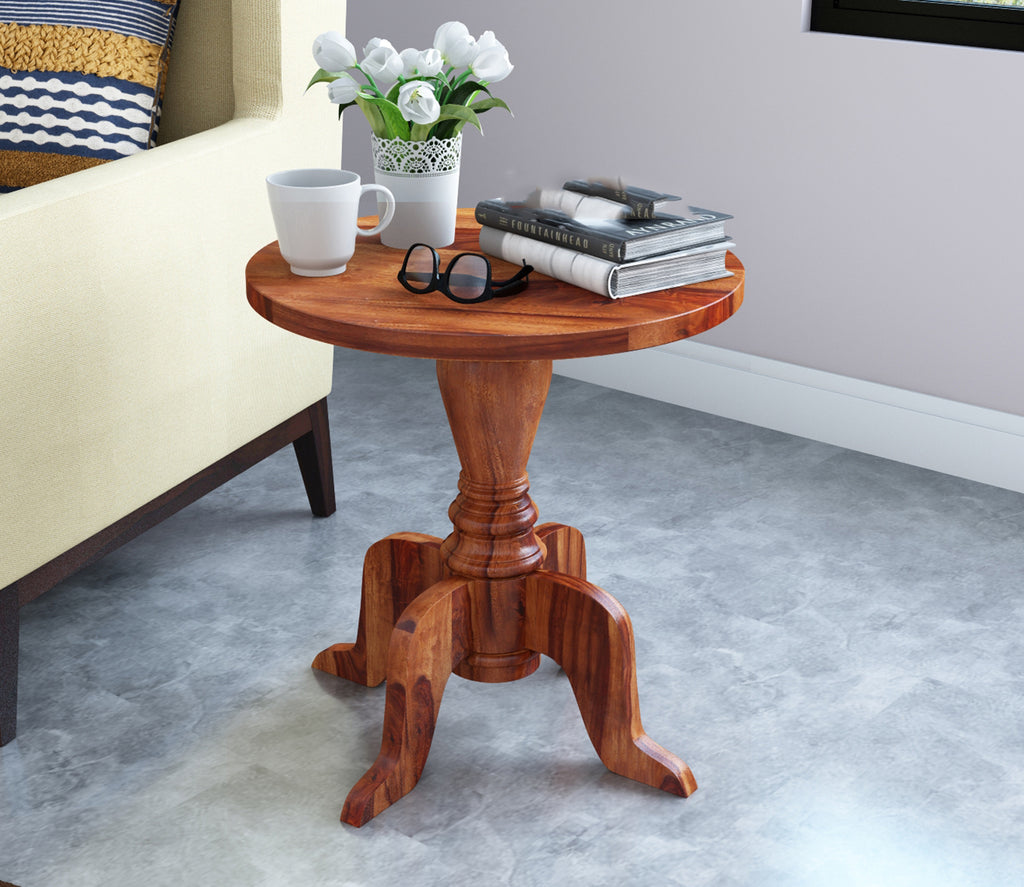 Christian Sheesham Wood Round Side Table