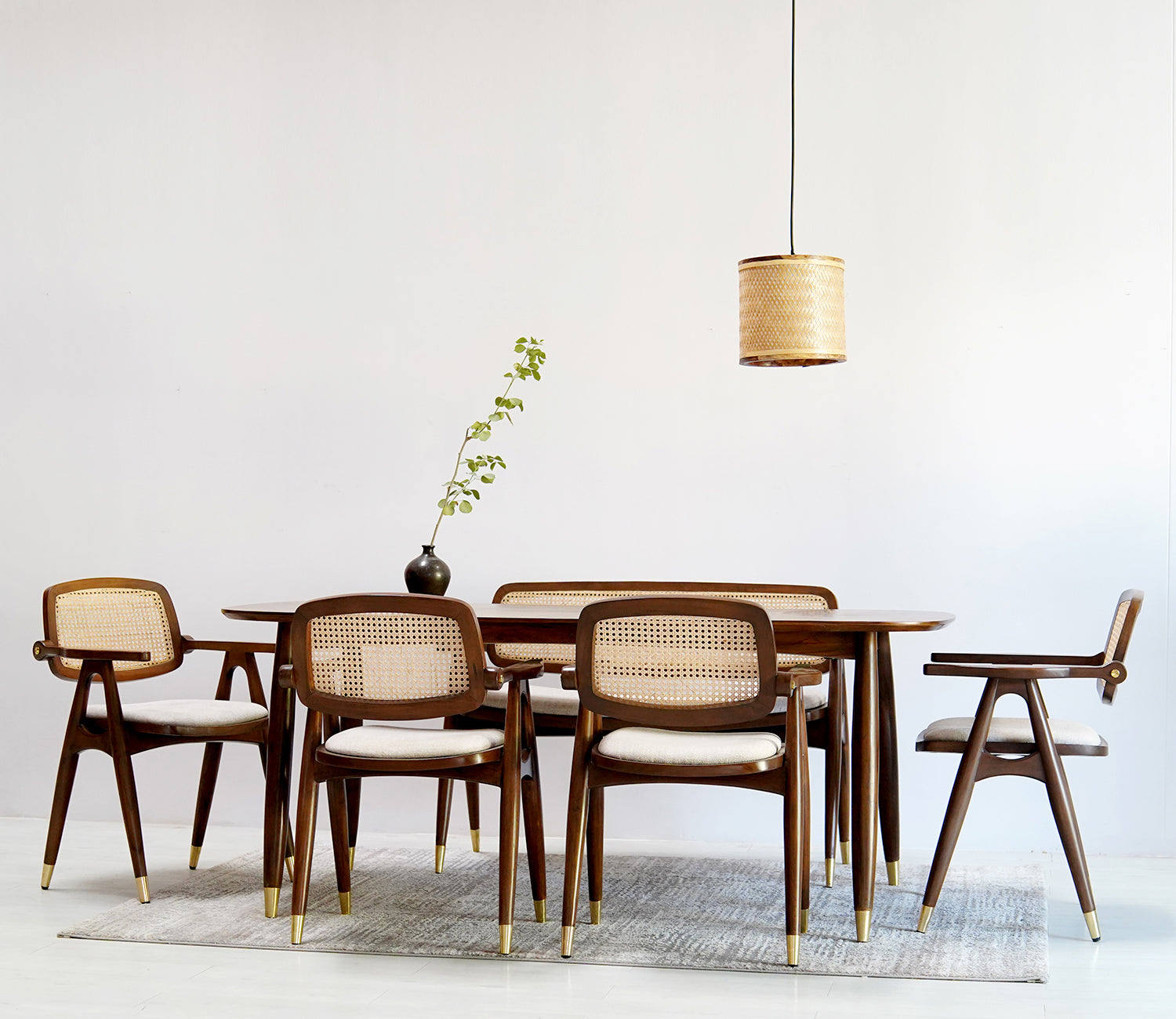 Chinchilla Teak Wood 6 seater Dining Table Set